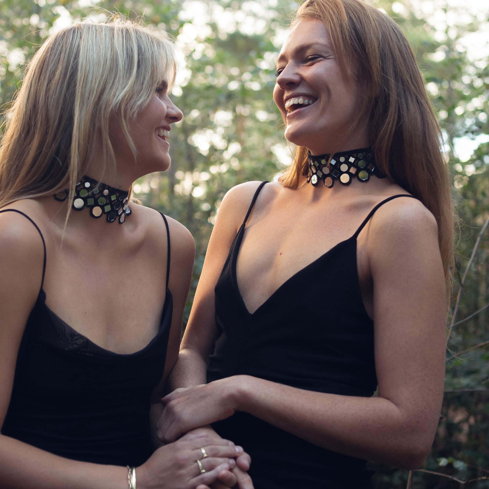 Friends wearing matching Carlijn Choker - Handmade Friendship Jewelry Set
